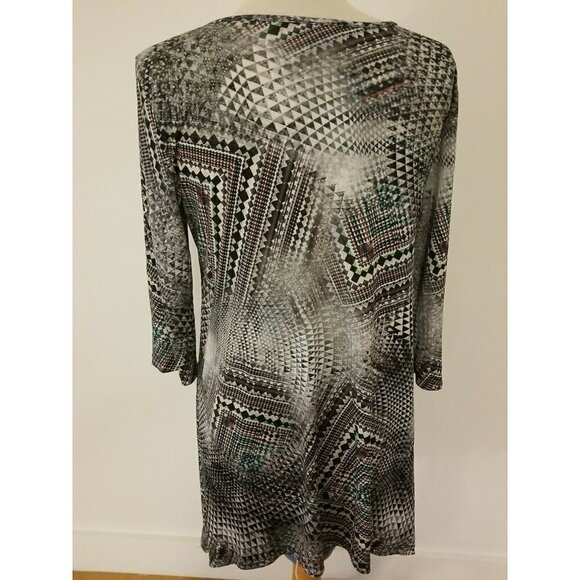 LBISSE Geo Print Dress Asymmetric hem - long Sleeves - Picture 3 of 3